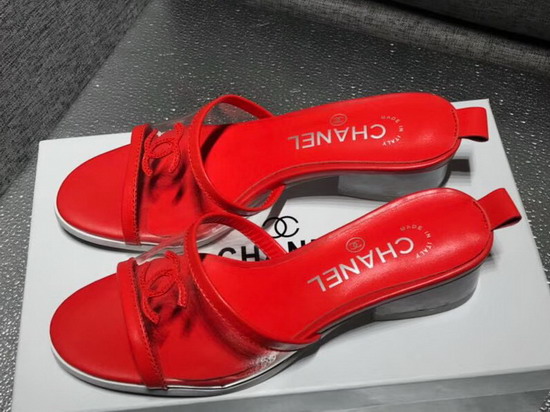 Chanel Mules PVC and Lambskin Red