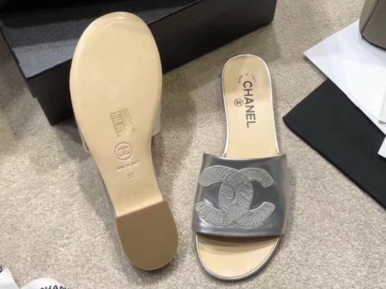 Chanel Mules Silver Metallic Calfskin G34067