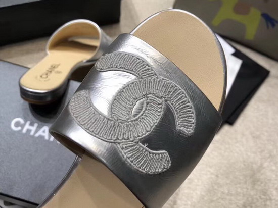 Chanel Mules Silver Metallic Calfskin G34067