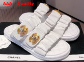 Chanel Mules White Fabric and Lambskin Replica