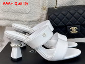 Chanel Mules White Lambskin and Iimitation Pearls Ref G45685 Replica