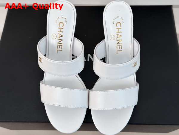 Chanel Mules White Lambskin and Iimitation Pearls Ref G45685 Replica