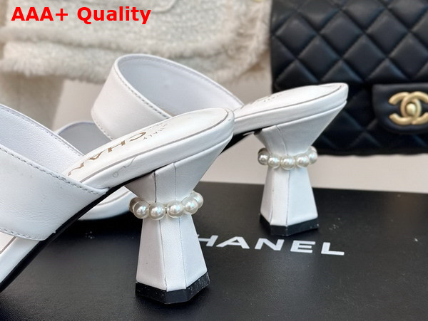 Chanel Mules White Lambskin and Iimitation Pearls Ref G45685 Replica