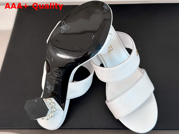 Chanel Mules White Lambskin and Iimitation Pearls Ref G45685 Replica