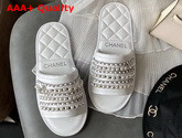 Chanel Mules White Lambskin and Pearls Replica