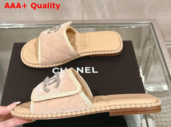 Chanel Mules in Beige Velvet Replica