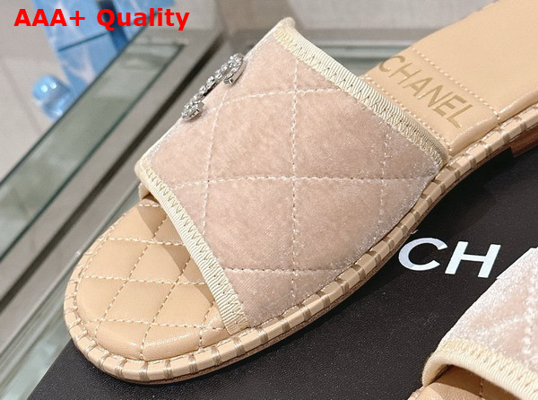 Chanel Mules in Beige Velvet Replica