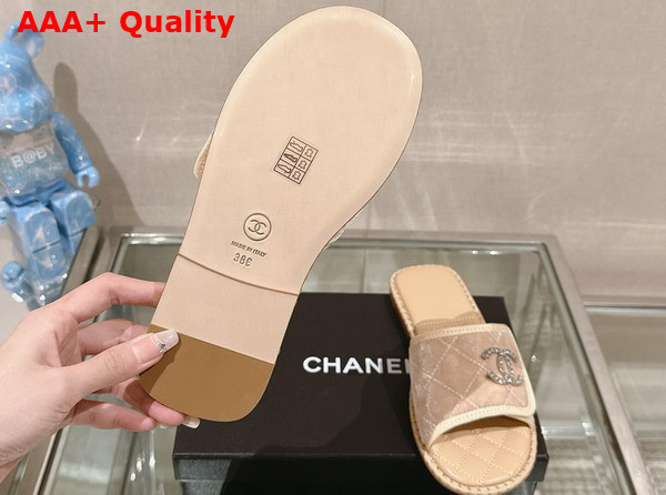 Chanel Mules in Beige Velvet Replica