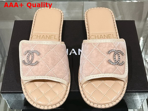 Chanel Mules in Beige Velvet Replica