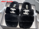 Chanel Mules in Black Lamb Wool Replica