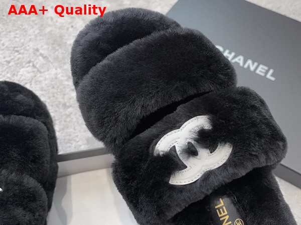 Chanel Mules in Black Lamb Wool Replica