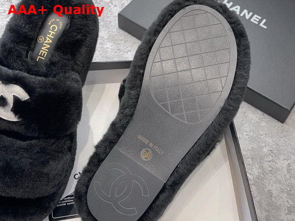 Chanel Mules in Black Lamb Wool Replica