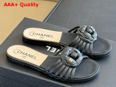 Chanel Mules in Black Lambskin with Flower Replica