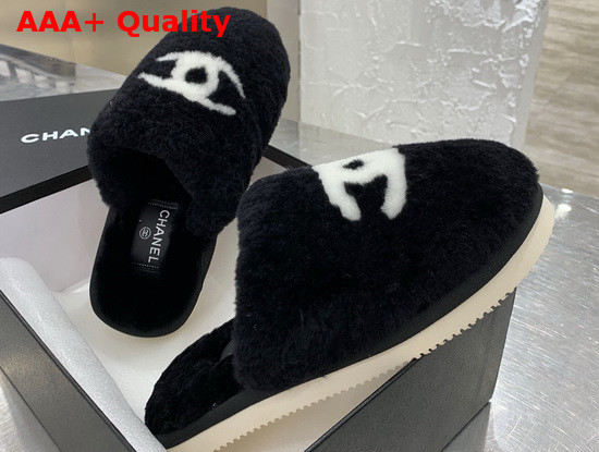 Chanel Mules in Black Shearling Replica