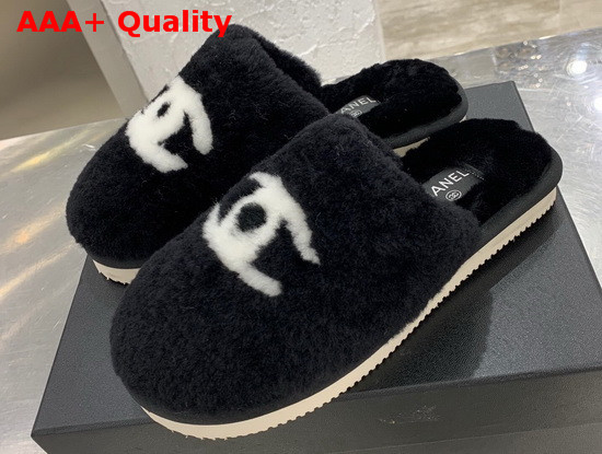 Chanel Mules in Black Shearling Replica