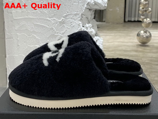 Chanel Mules in Black Shearling Replica