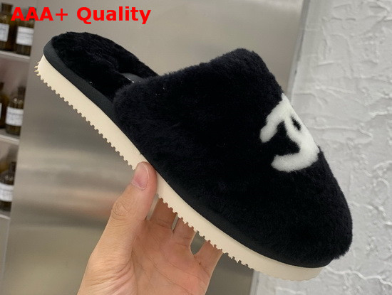 Chanel Mules in Black Shearling Replica