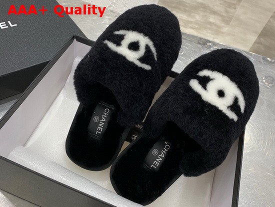 Chanel Mules in Black Shearling Replica