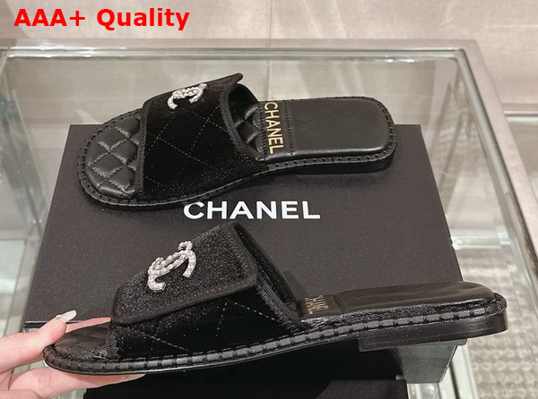 Chanel Mules in Black Velvet Replica