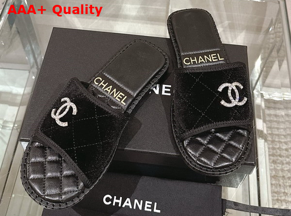 Chanel Mules in Black Velvet Replica