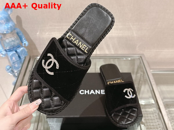 Chanel Mules in Black Velvet Replica