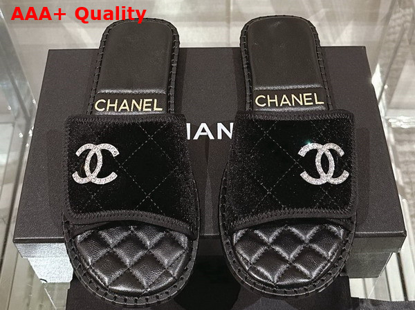 Chanel Mules in Black Velvet Replica