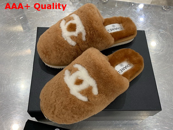 Chanel Mules in Brown Shearling Replica