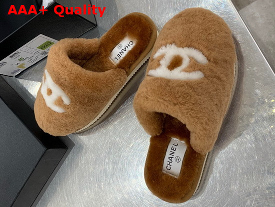 Chanel Mules in Brown Shearling Replica