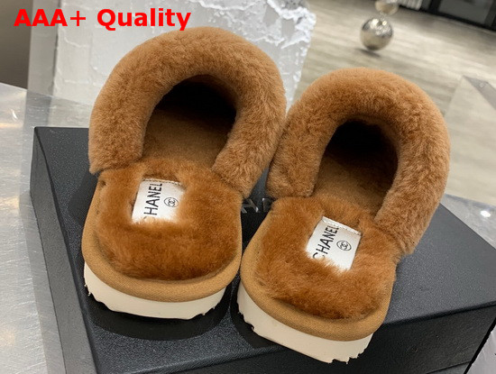 Chanel Mules in Brown Shearling Replica