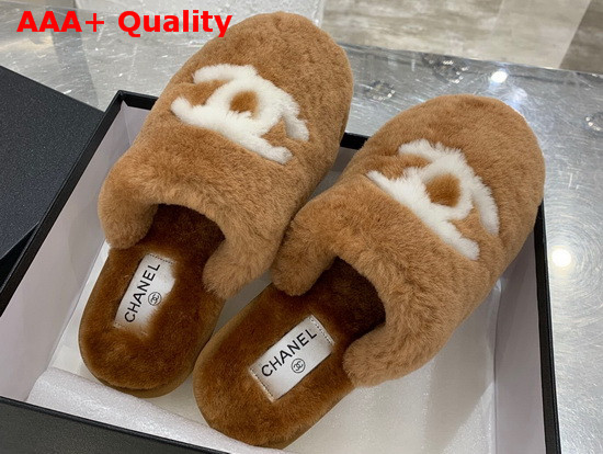 Chanel Mules in Brown Shearling Replica