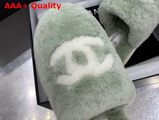 Chanel Mules in Green Shearling Replica