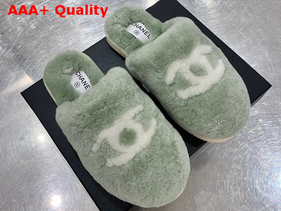 Chanel Mules in Green Shearling Replica