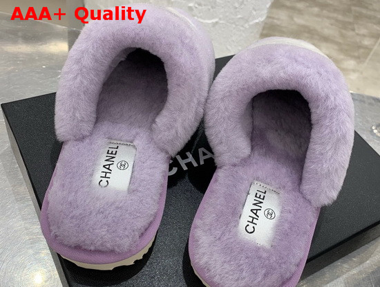 Chanel Mules in Light Purple Shearling Replica