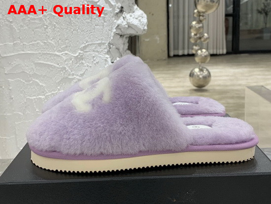 Chanel Mules in Light Purple Shearling Replica