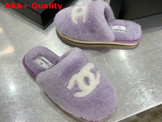 Chanel Mules in Light Purple Shearling Replica