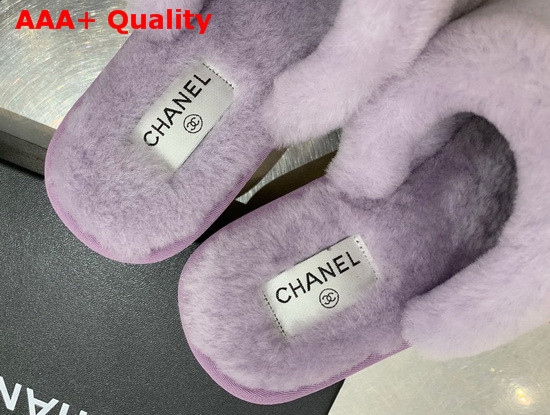 Chanel Mules in Light Purple Shearling Replica