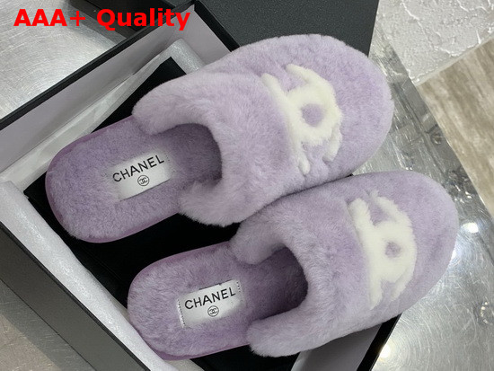 Chanel Mules in Light Purple Shearling Replica