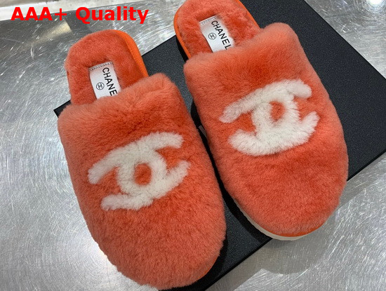 Chanel Mules in Orange Shearling Replica