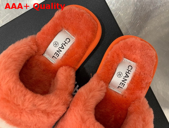 Chanel Mules in Orange Shearling Replica