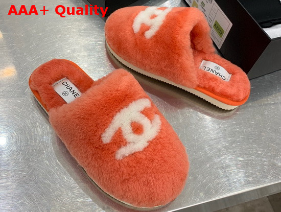 Chanel Mules in Orange Shearling Replica