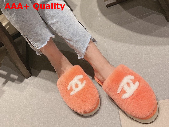 Chanel Mules in Orange Shearling Replica