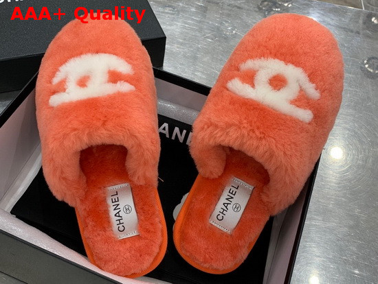 Chanel Mules in Orange Shearling Replica