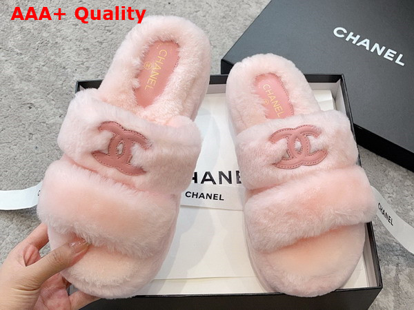 Chanel Mules in Pink Lamb Wool Replica