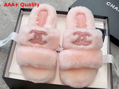 Chanel Mules in Pink Lamb Wool Replica