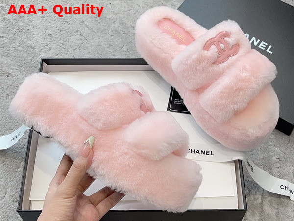 Chanel Mules in Pink Lamb Wool Replica