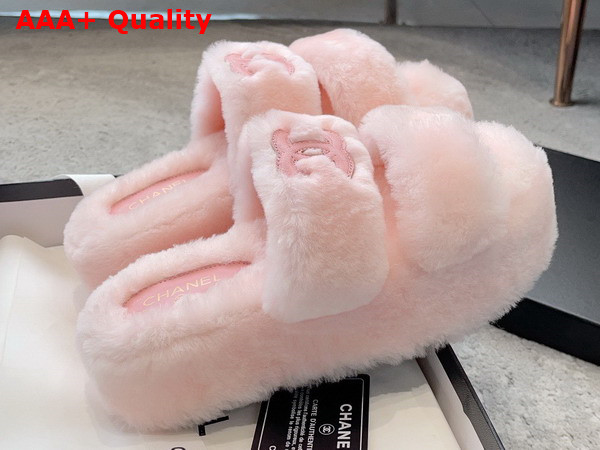 Chanel Mules in Pink Lamb Wool Replica