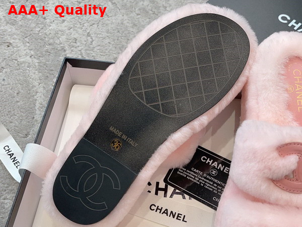 Chanel Mules in Pink Lamb Wool Replica