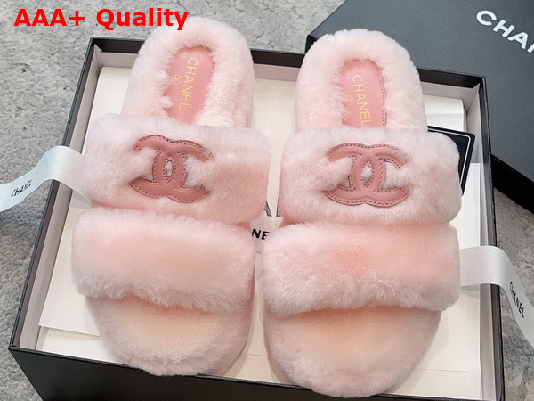 Chanel Mules in Pink Lamb Wool Replica