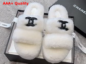 Chanel Mules in White Lamb Wool Replica