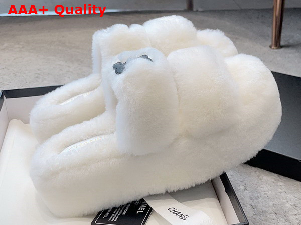 Chanel Mules in White Lamb Wool Replica